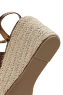 Women's Bronze Ankle Strap Wedge Heeled Espadrille | Derimod