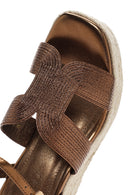 Women's Bronze Ankle Strap Wedge Heeled Espadrille | Derimod