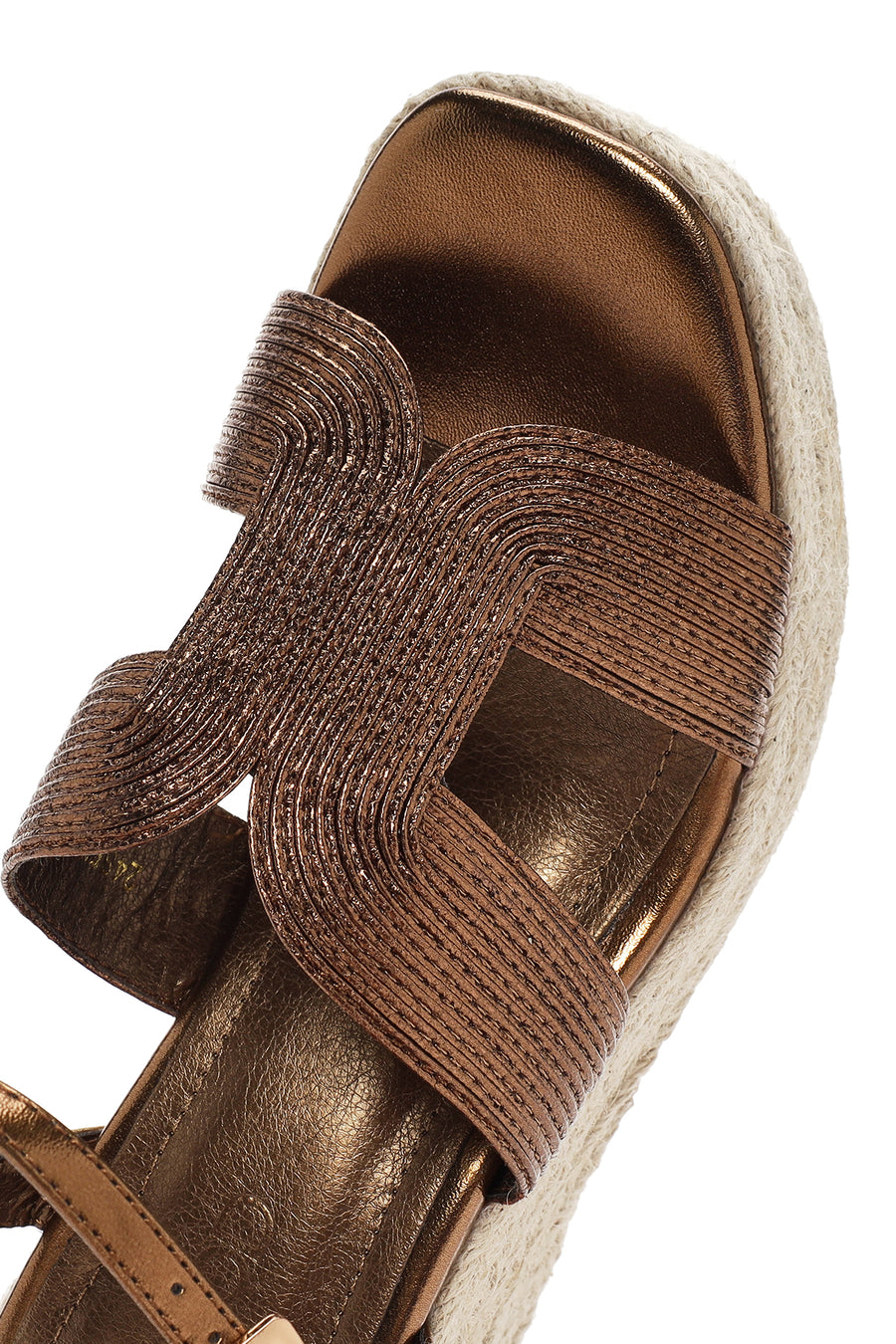 Women's Bronze Ankle Strap Wedge Heeled Espadrille
