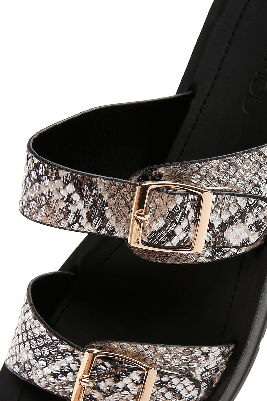 Women's Black Double Buckle Slippers