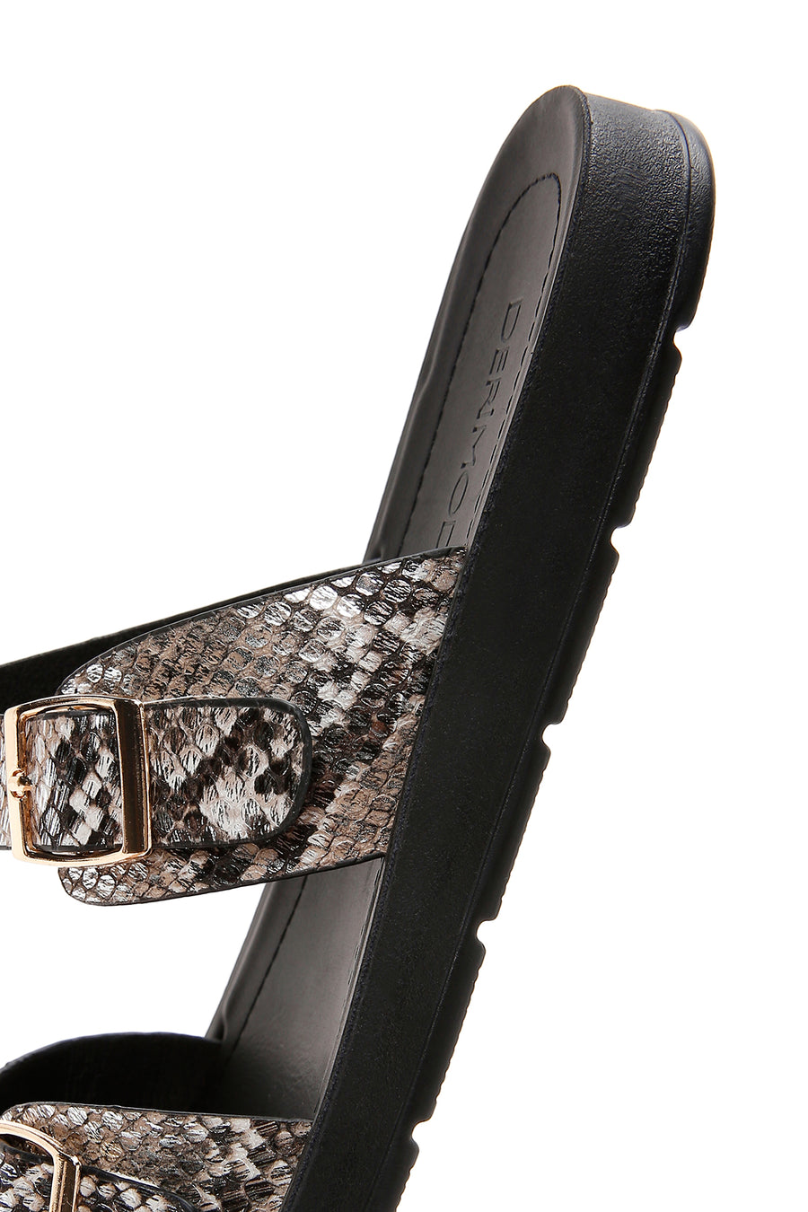 Women's Black Double Buckle Slippers