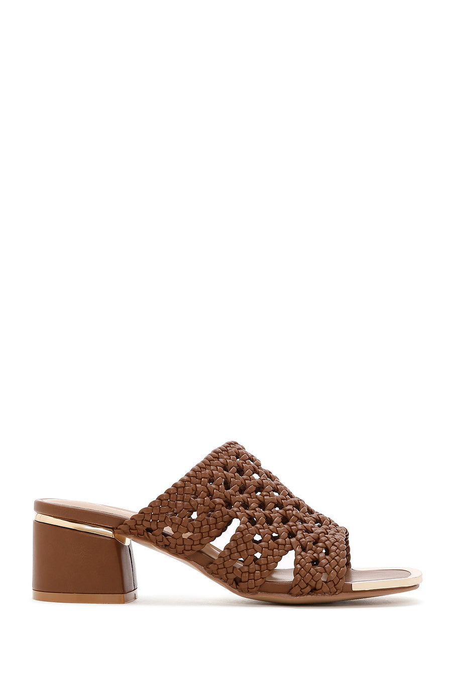 Women's Brown Heeled Knitted Patterned Slippers 24SFE460918 | Derimod