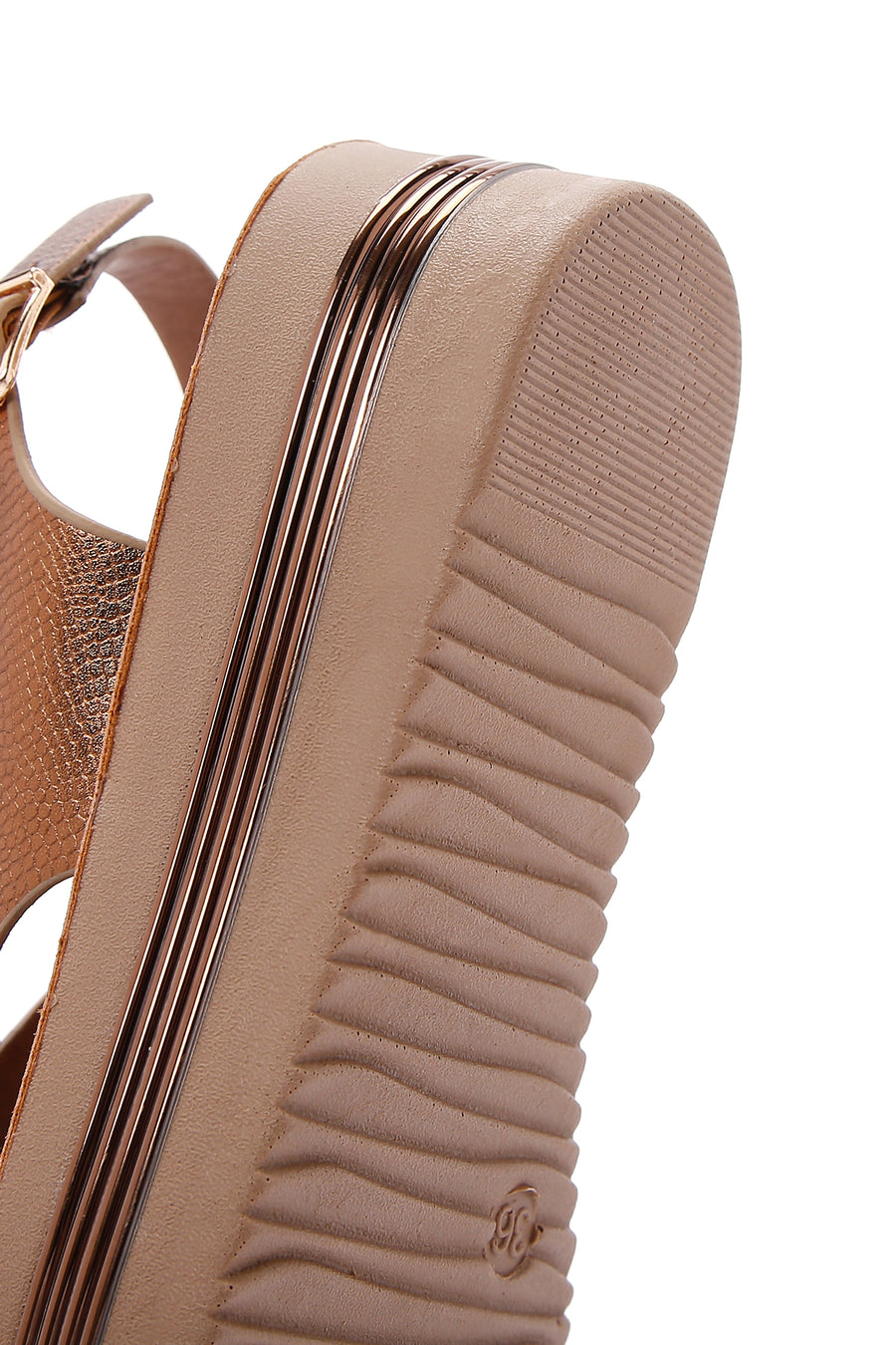 Women's Bronze Ankle Strap Thick Soled Metallic Sandals