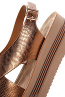 Women's Bronze Ankle Strap Thick Soled Metallic Sandals | Derimod