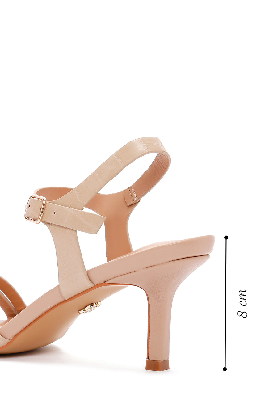 Women's Beige Ankle Strap Heeled Sandals