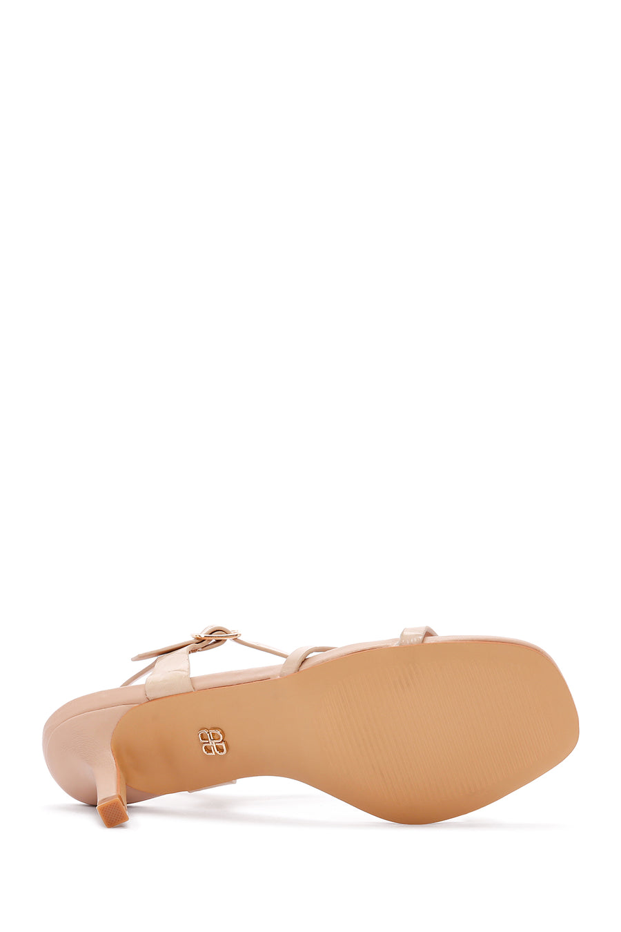 Women's Beige Ankle Strap Heeled Sandals