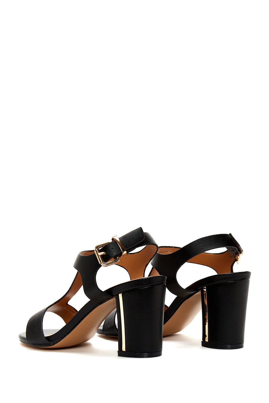 Women's Black Ankle Strap Heeled Sandals
