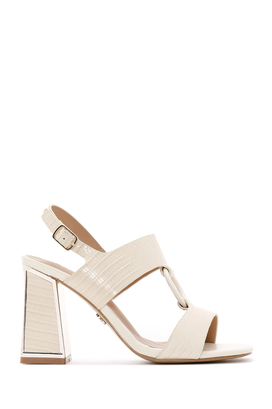 Women's Beige Ankle Strap Heeled Sandals 24SFE4640E3 | Derimod