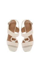 Women's Beige Ankle Strap Heeled Sandals | Derimod
