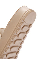 Women's Beige Stone Double Buckle Thick Sole Comfort Slippers | Derimod