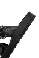 Women's Black Stone Double Buckle Thick Sole Comfort Slippers | Derimod