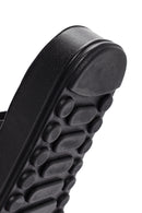 Women's Black Stone Double Buckle Thick Sole Comfort Slippers | Derimod