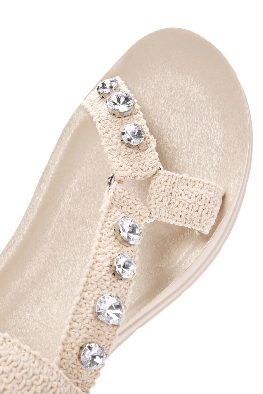 Women's Beige Ankle Strap Stone Sandals
