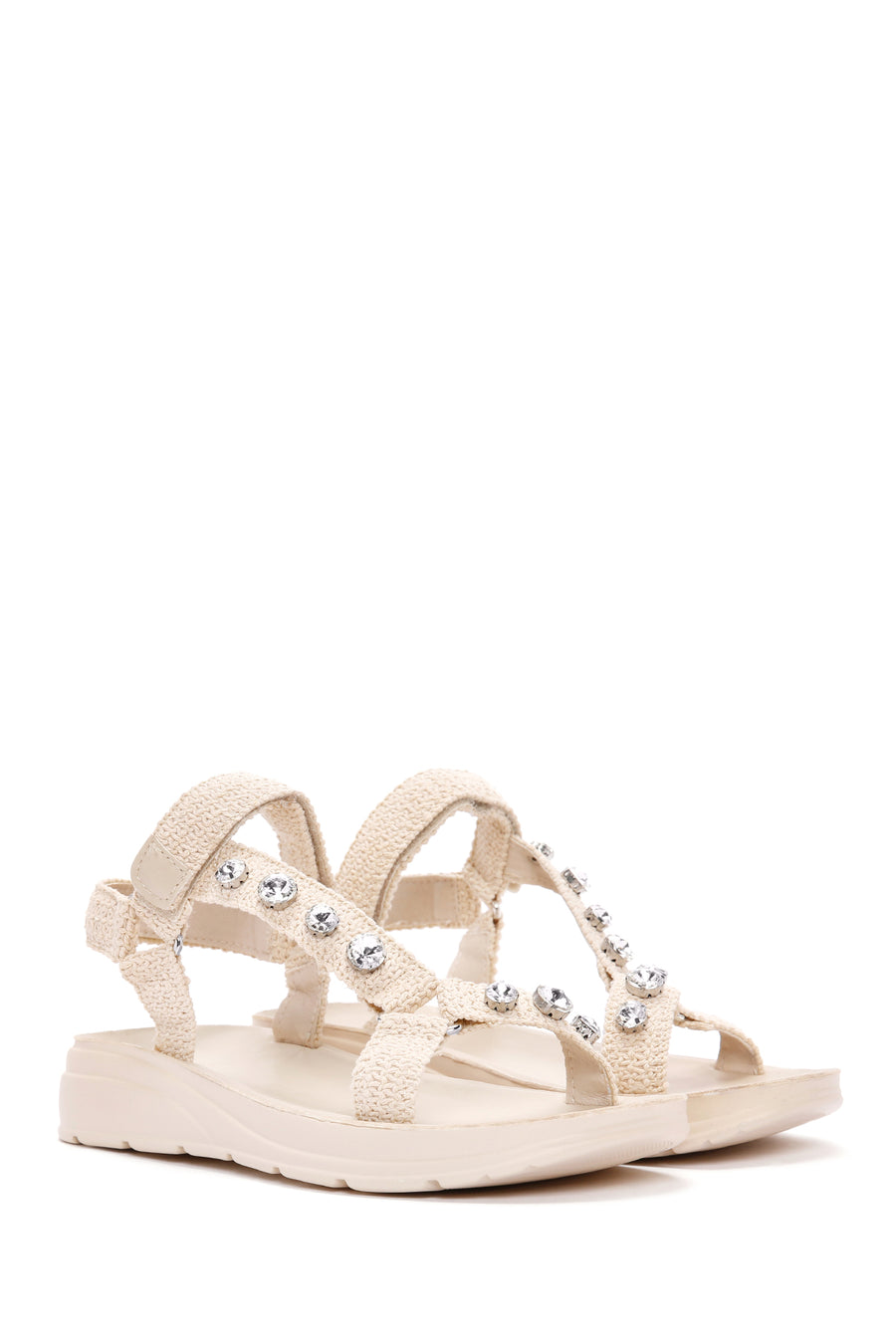 Women's Beige Ankle Strap Stone Sandals