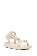Women's Beige Ankle Strap Stone Sandals | Derimod