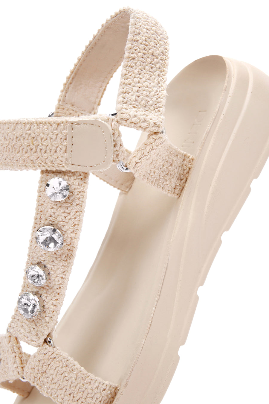 Women's Beige Ankle Strap Stone Sandals