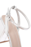 Women's Silver Ankle Strap Heeled Sandals | Derimod