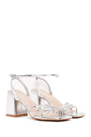 Women's Silver Ankle Strap Heeled Sandals | Derimod
