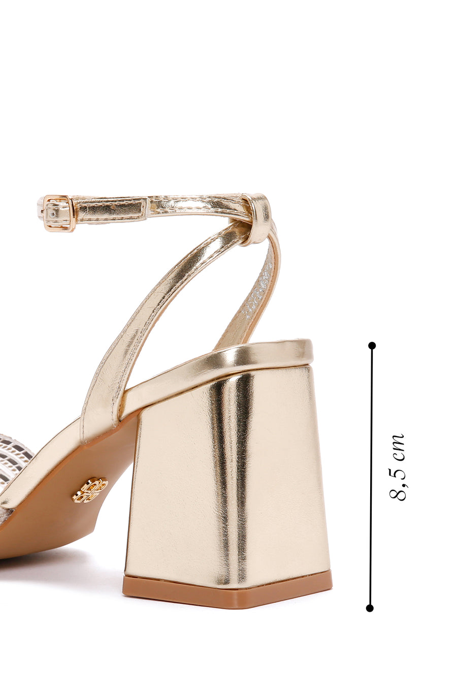 Women's Gold Ankle Strap Heeled Sandals