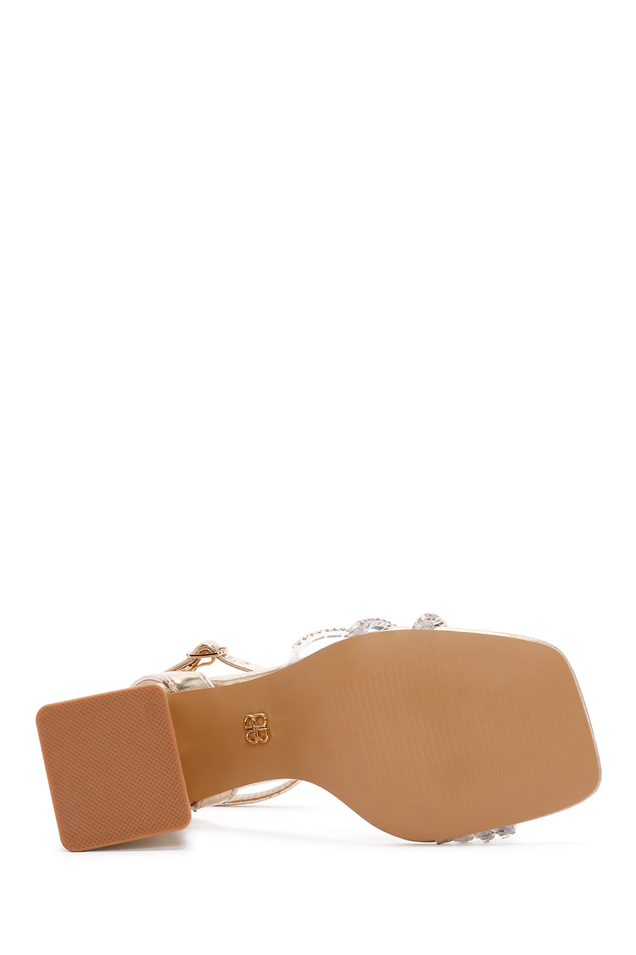 Women's Gold Ankle Strap Heeled Sandals