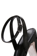 Women's Black Ankle Strap Metallic Heeled Sandals | Derimod