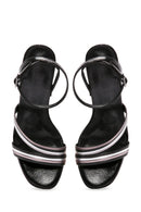 Women's Black Ankle Strap Metallic Heeled Sandals | Derimod
