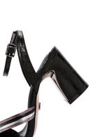 Women's Black Ankle Strap Metallic Heeled Sandals | Derimod