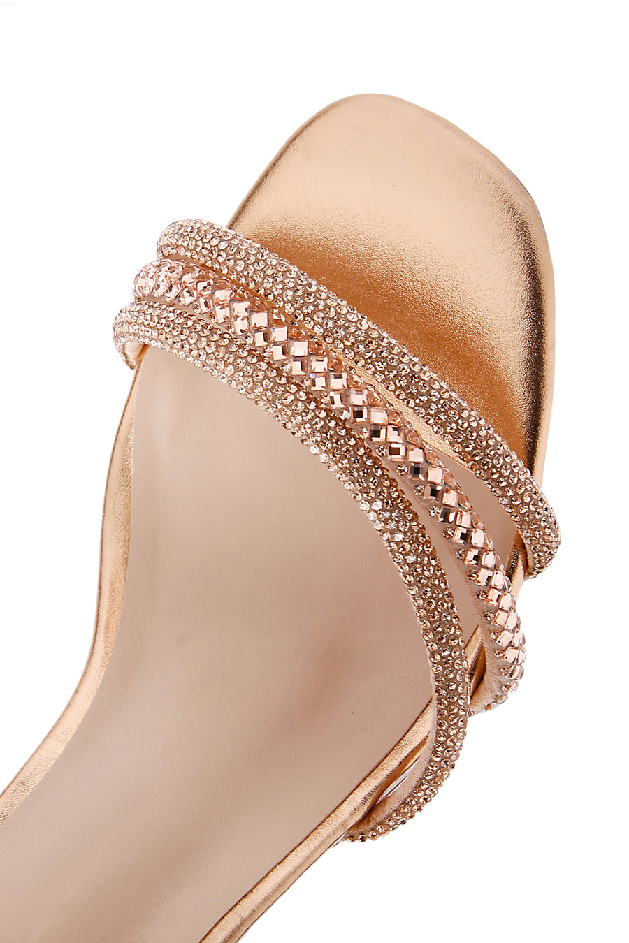 Women's Pink Ankle Strap Stone Heeled Sandals