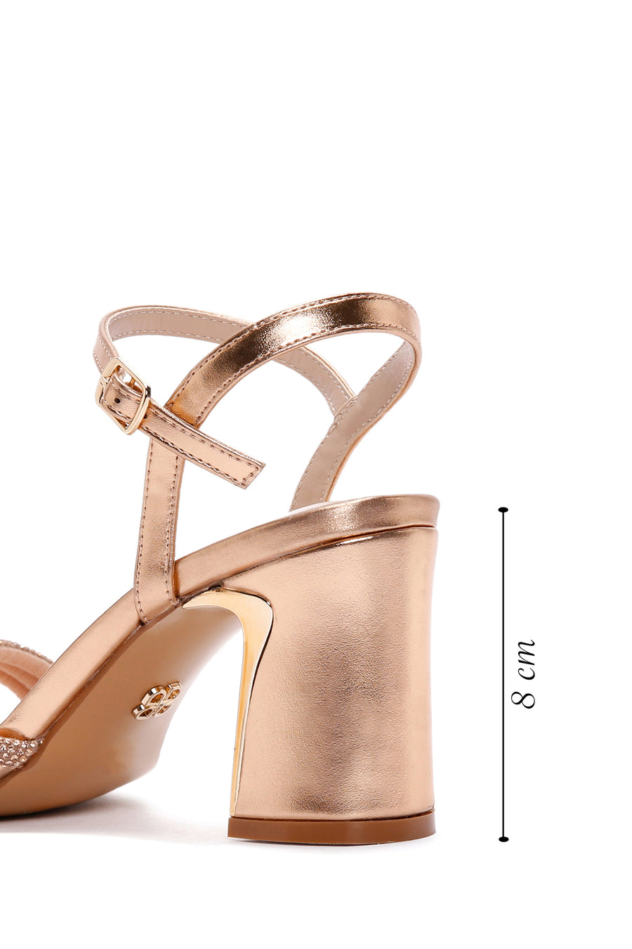Women's Pink Ankle Strap Stone Heeled Sandals
