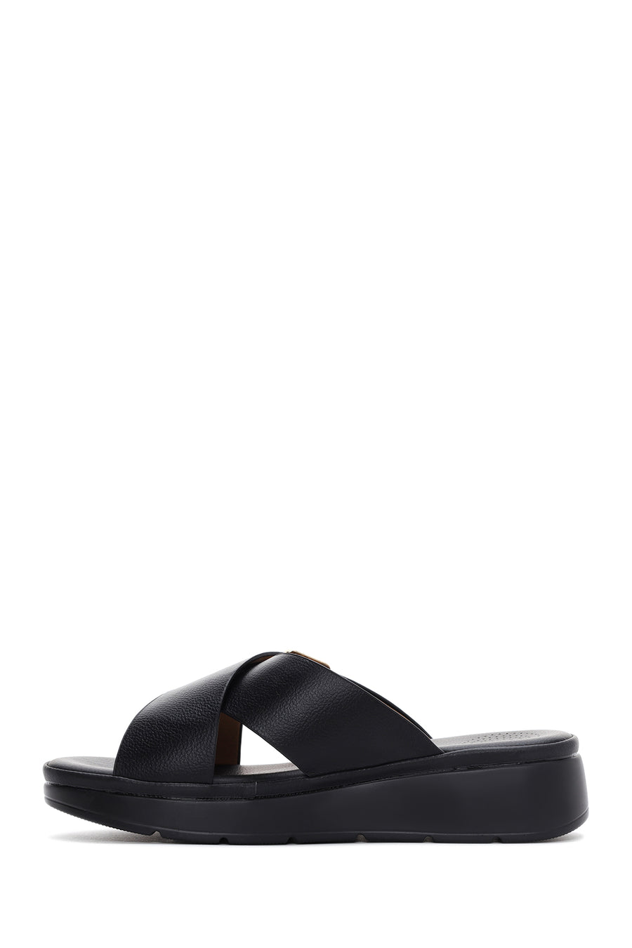 Women's Black Thick Soled Comfort Slippers