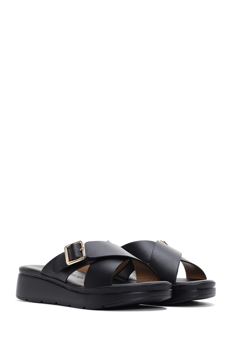 Women's Black Thick Soled Comfort Slippers