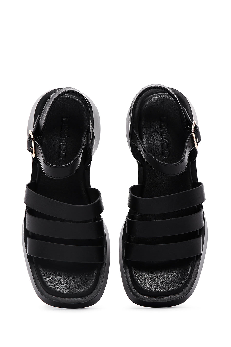 Women's Black Ankle Strap Thick Soled Comfort Sandals