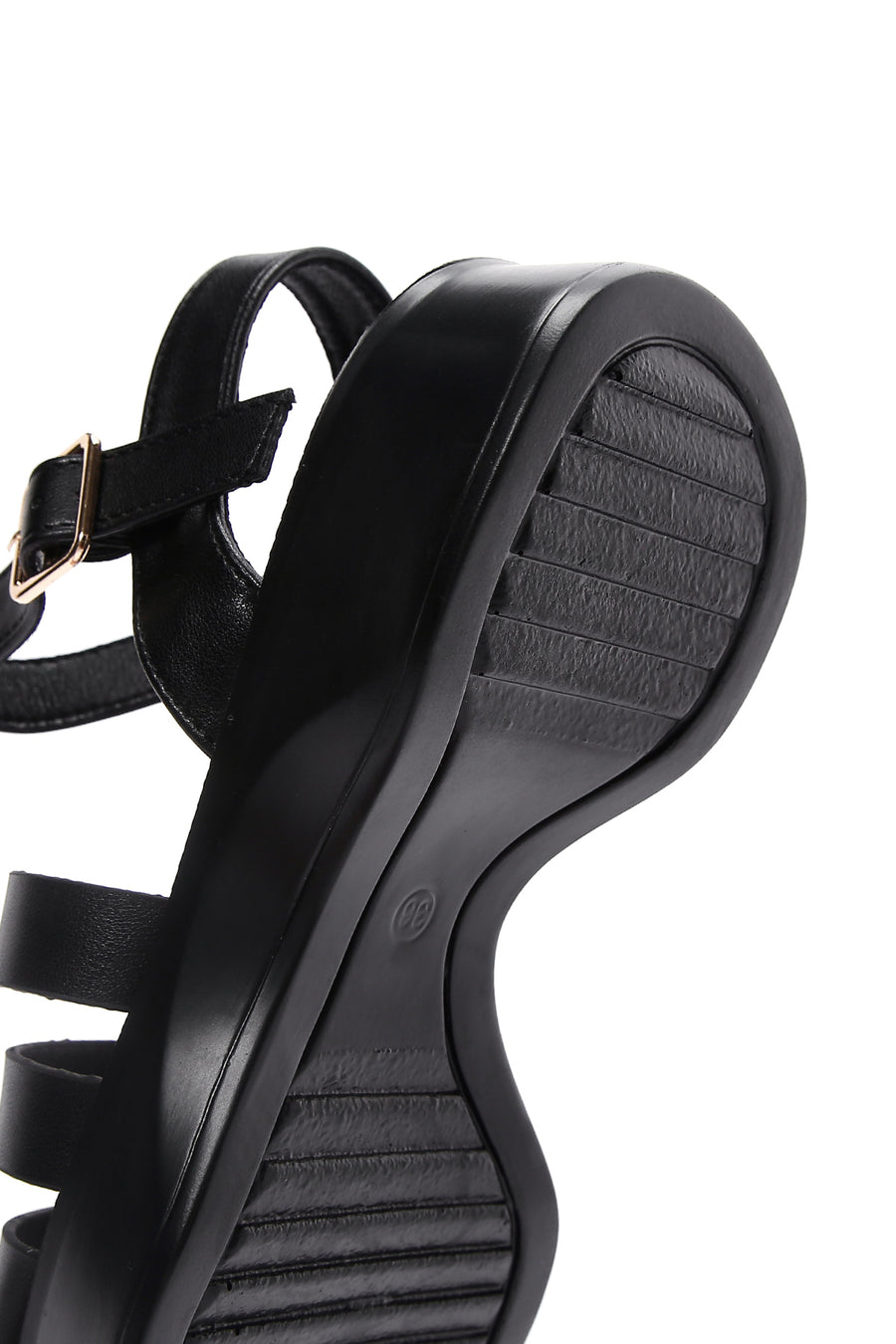 Women's Black Ankle Strap Thick Soled Comfort Sandals