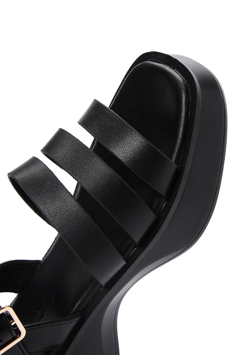 Women's Black Ankle Strap Thick Soled Comfort Sandals