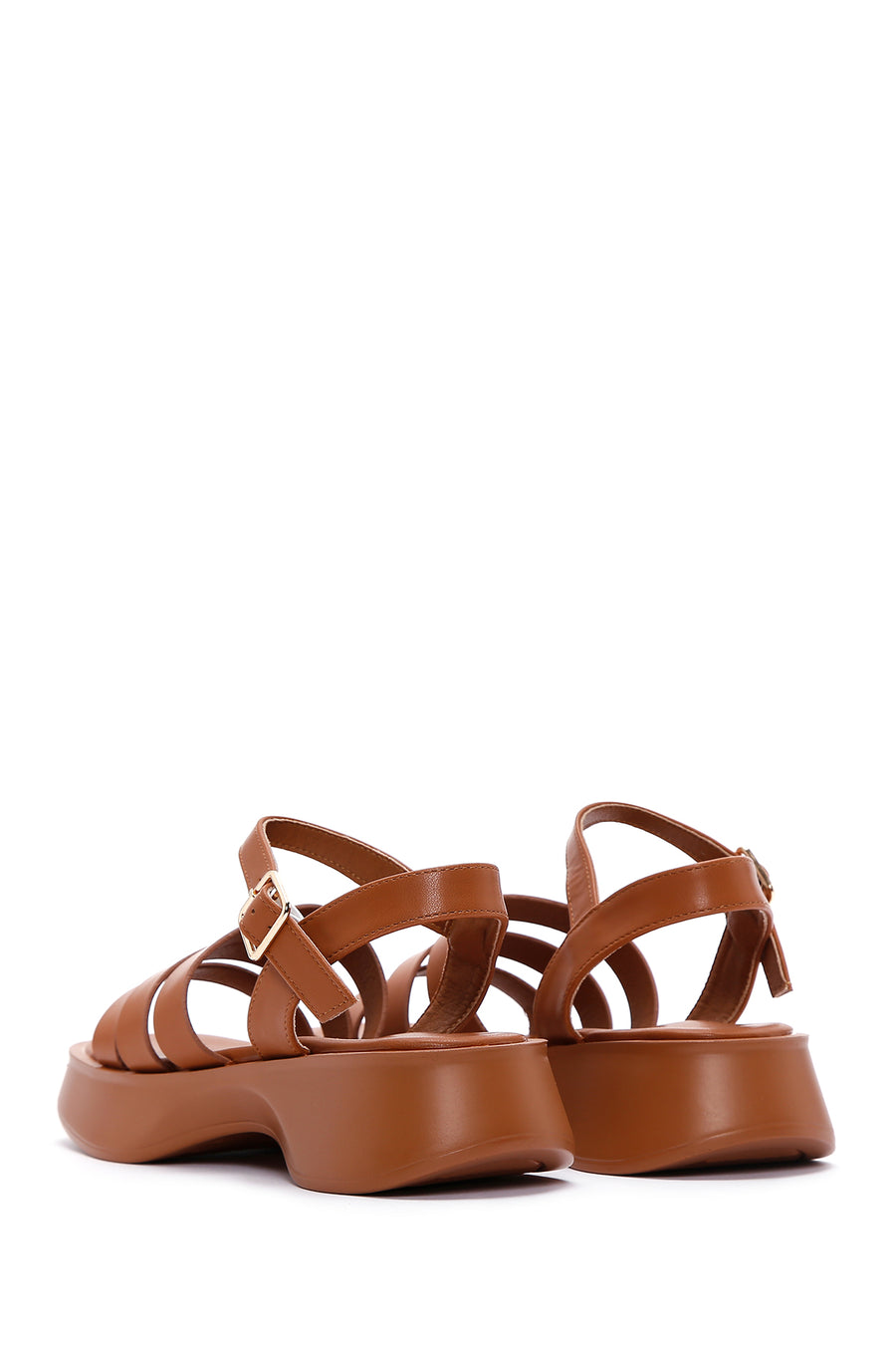 Women's Camel Ankle Strap Thick Soled Comfort Sandals