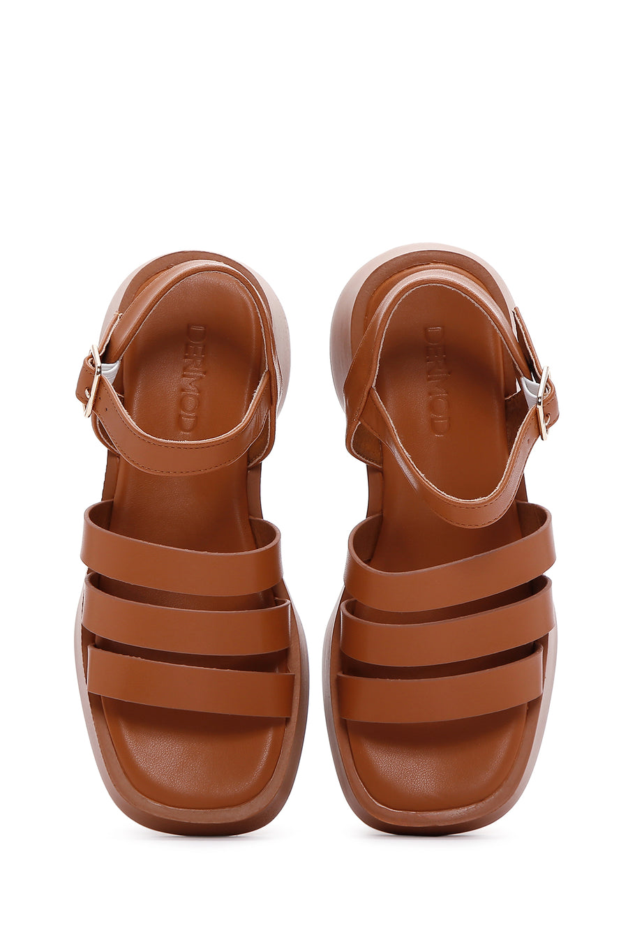 Women's Camel Ankle Strap Thick Soled Comfort Sandals