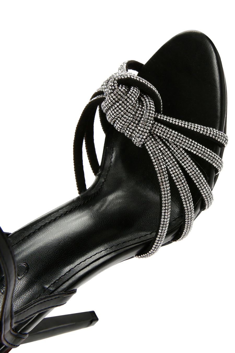 Women's Black Stone Thin Heel Sandals