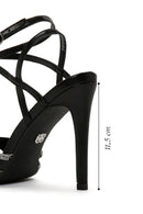 Women's Black Stone Thin Heel Sandals | Derimod