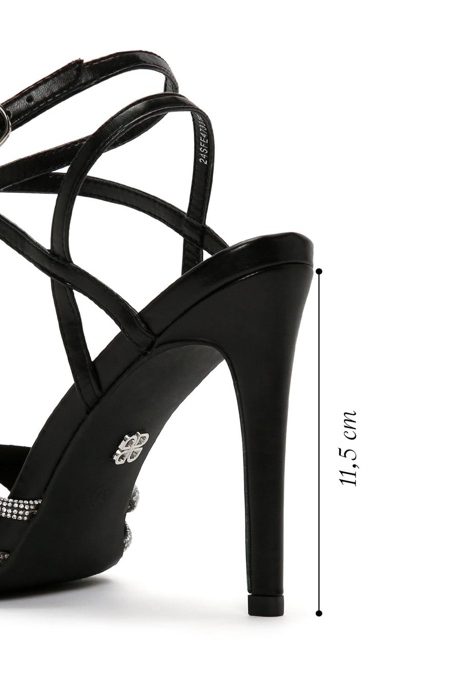 Women's Black Stone Thin Heel Sandals
