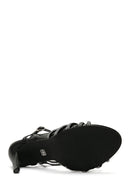 Women's Black Stone Thin Heel Sandals | Derimod