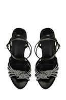 Women's Black Stone Thin Heel Sandals | Derimod