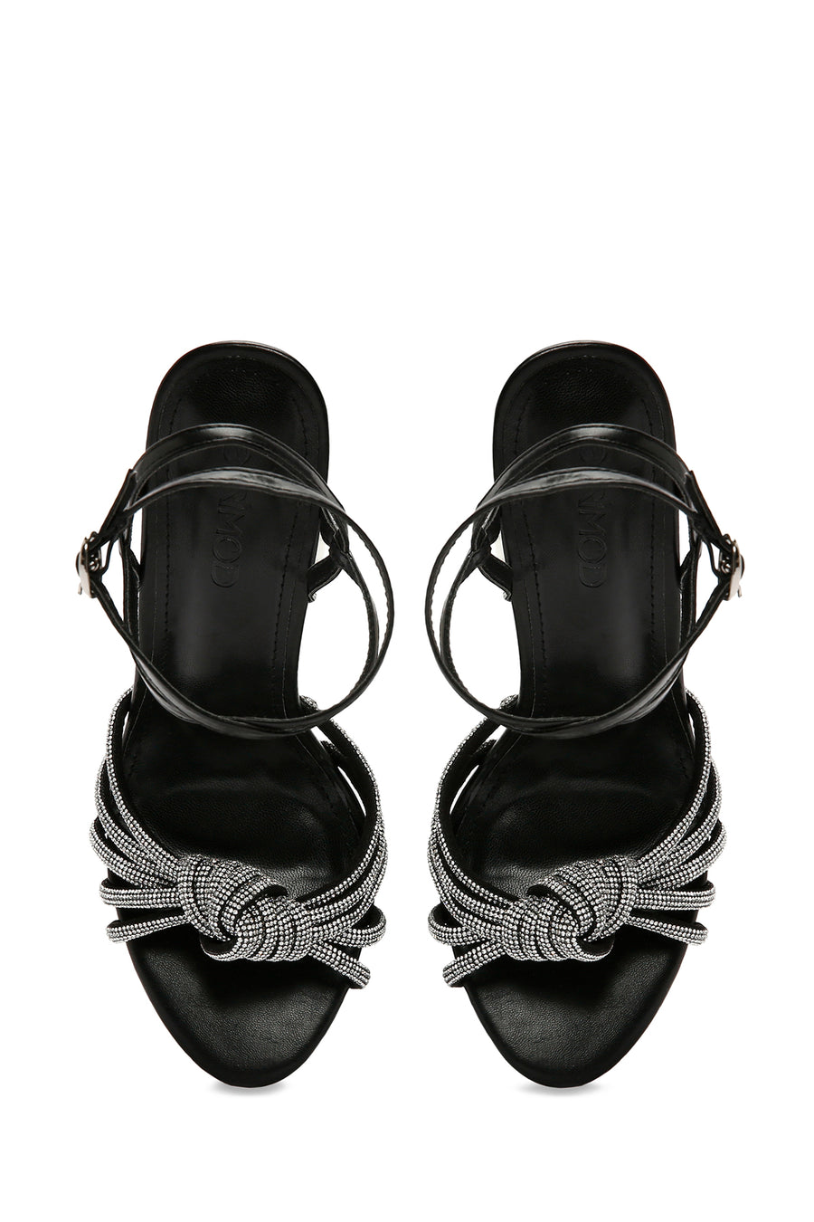 Women's Black Stone Thin Heel Sandals