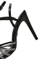 Women's Black Stone Thin Heel Sandals | Derimod