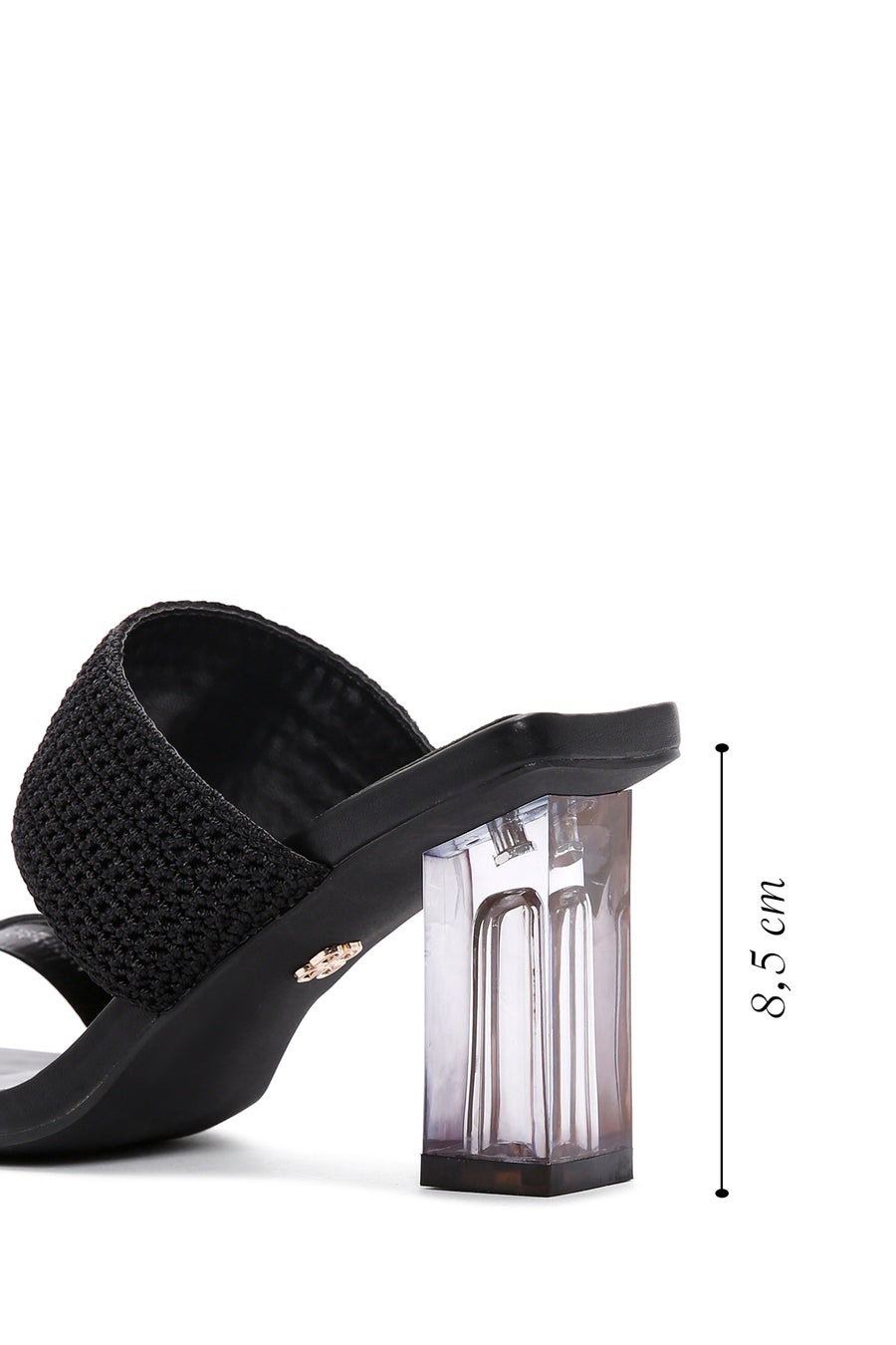 Women's Black Transparent Heeled Slippers