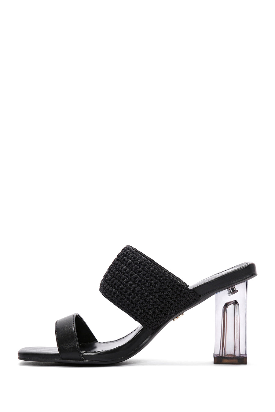 Women's Black Transparent Heeled Slippers