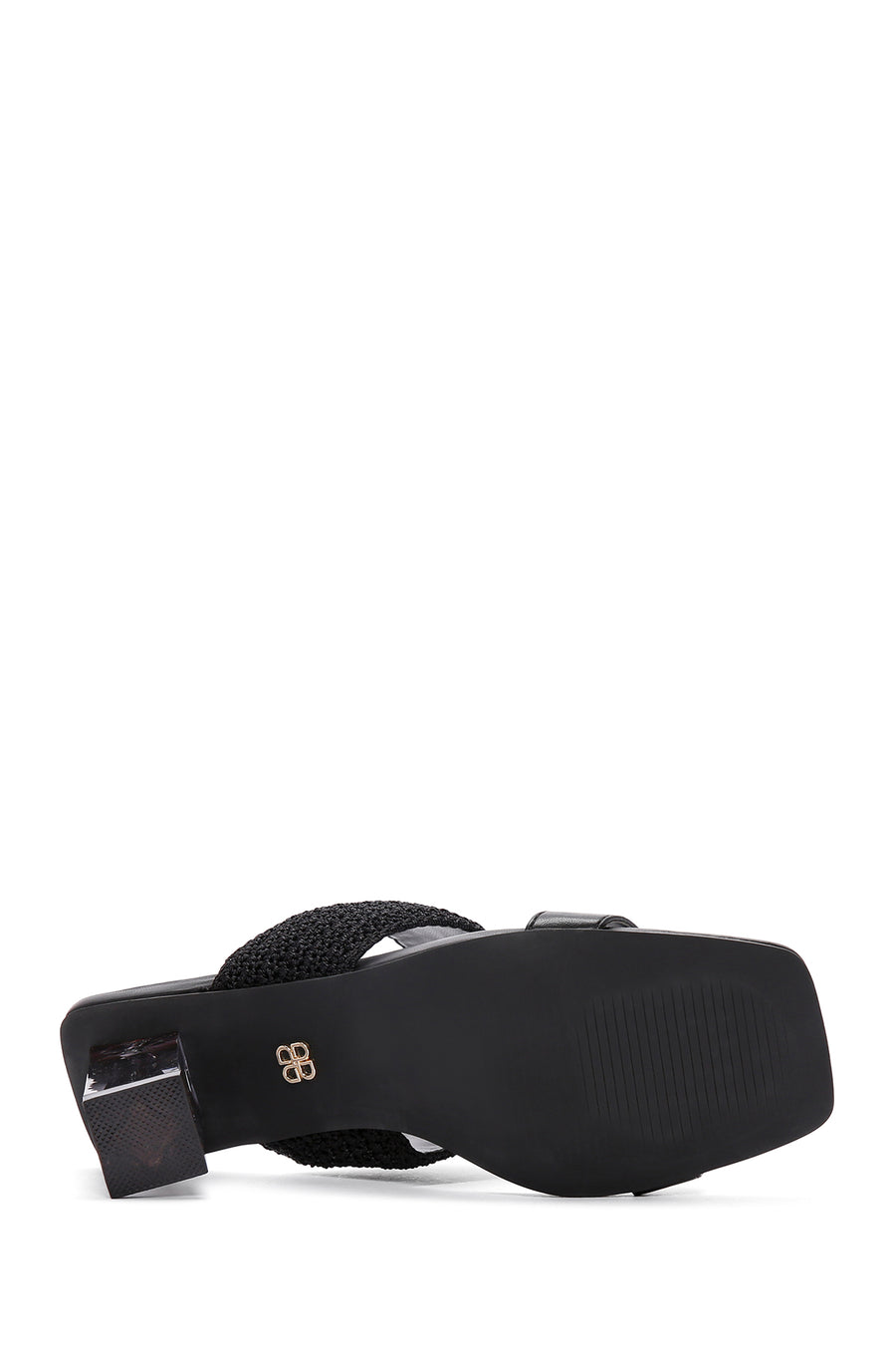 Women's Black Transparent Heeled Slippers