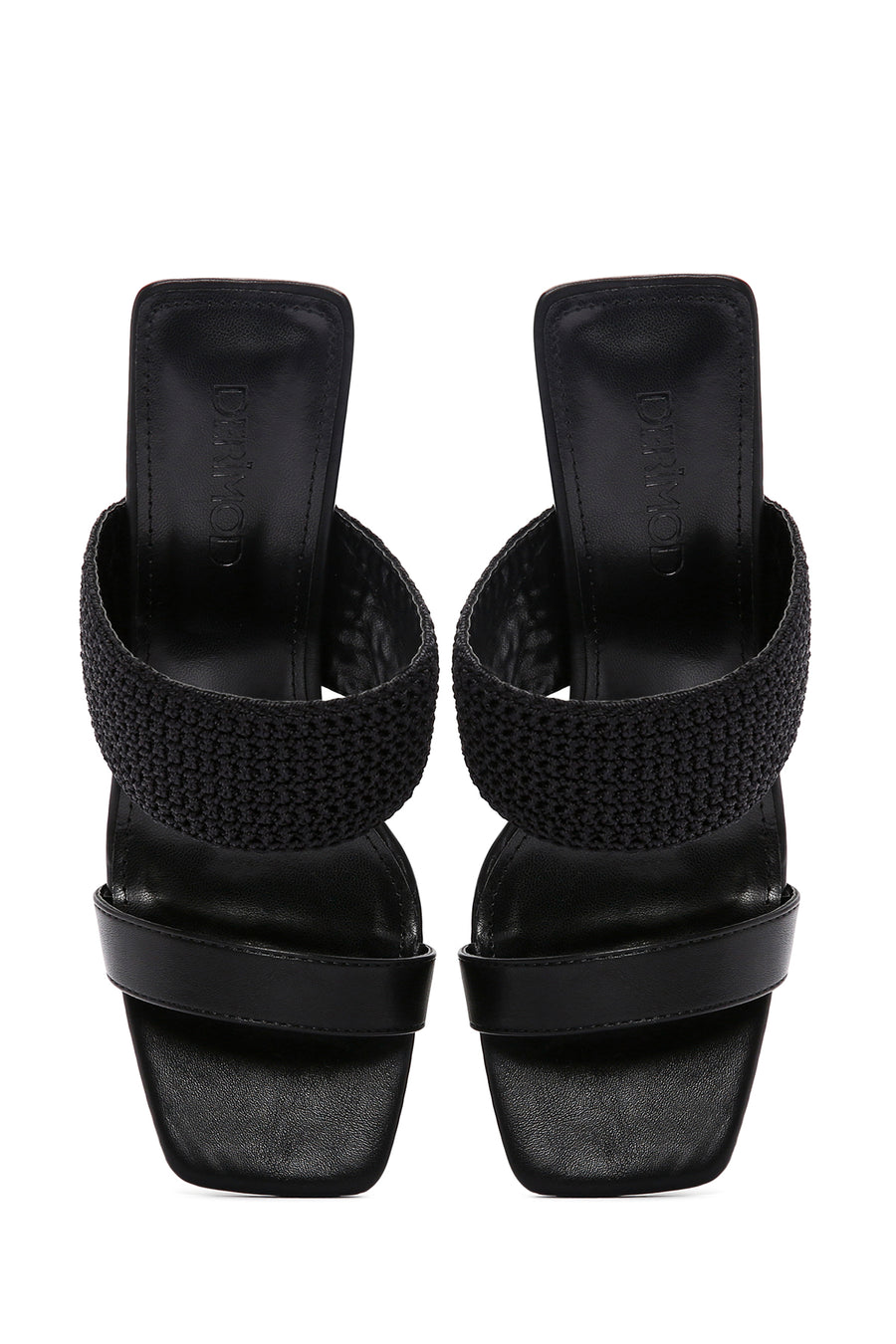 Women's Black Transparent Heeled Slippers