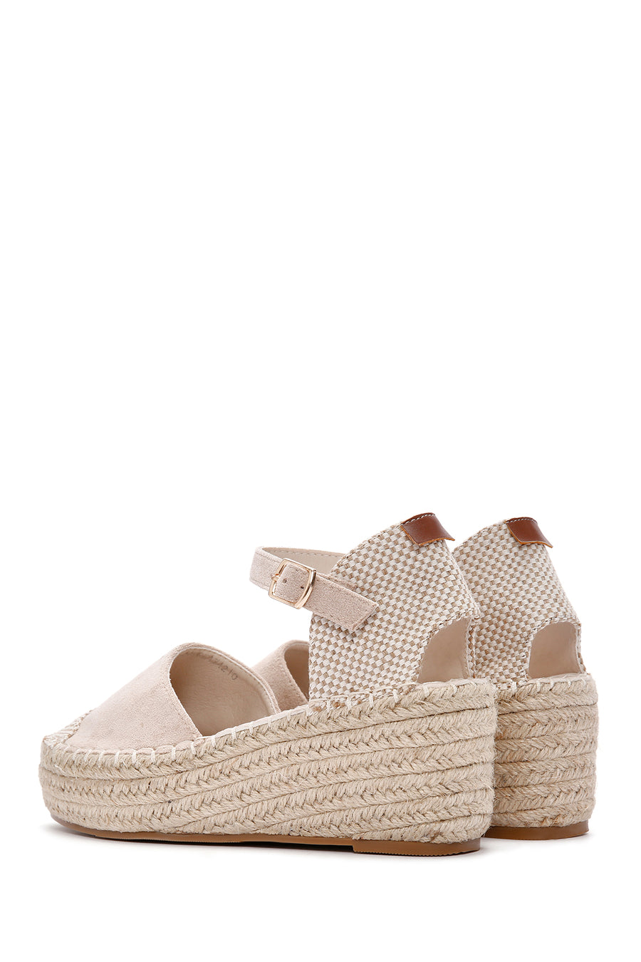 Women's Gray Ankle Strap Wedge Heeled Espadrilles