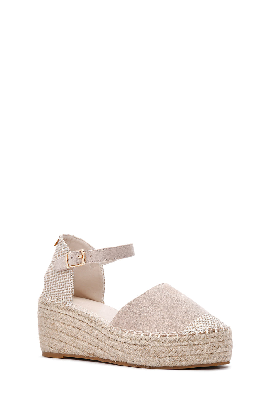 Women's Gray Ankle Strap Wedge Heeled Espadrilles