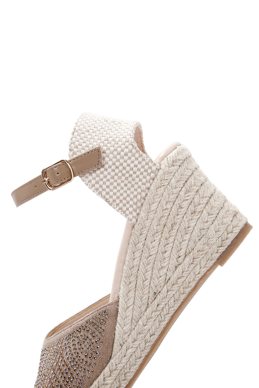 Women's Mink Ankle Strap Stone Wedge Heel Espadrille